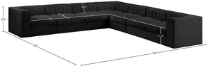 Meridian Furniture Rummi 7 Piece Modular Sectional Channel Tufted Black Velvet Low Profile Seating 660Black-Sec7A