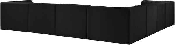 Meridian Furniture Rummi 7 Piece Modular Sectional Channel Tufted Black Velvet Low Profile Seating 660Black-Sec7A