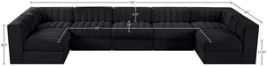 Meridian Furniture Rummi Channel Tufted Velvet Seven Piece Modular Sectional for Large Living Rooms 660Black-Sec7B
