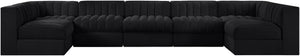 Meridian Furniture Rummi Channel Tufted Velvet Seven Piece Modular Sectional for Large Living Rooms 660Black-Sec7B