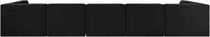 Meridian Furniture Rummi Channel Tufted Velvet Seven Piece Modular Sectional for Large Living Rooms 660Black-Sec7B