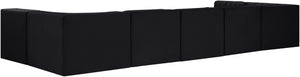 Meridian Furniture Rummi Channel Tufted Velvet Seven Piece Modular Sectional for Large Living Rooms 660Black-Sec7B