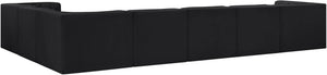 Meridian Furniture Rummi Seven Piece Modular Sectional Channel Tufted Velvet Low Profile Living Room 660Black-Sec7C