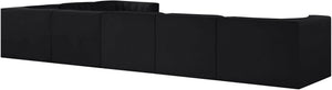 Meridian Furniture Rummi Seven Piece Modular Sectional Channel Tufted Velvet Low Profile Living Room 660Black-Sec7C