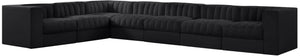 Meridian Furniture Rummi Seven Piece Modular Sectional Channel Tufted Velvet Low Profile Living Room 660Black-Sec7C