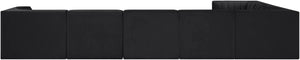 Meridian Furniture Rummi Seven Piece Modular Sectional Channel Tufted Velvet Low Profile Living Room 660Black-Sec7C
