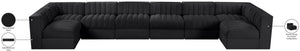 Meridian Furniture Rummi Eight Piece Modular Sectional Black Velvet Channel Tufted Living Room Sofa 660Black-Sec8A