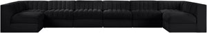 Meridian Furniture Rummi Eight Piece Modular Sectional Black Velvet Channel Tufted Living Room Sofa 660Black-Sec8A