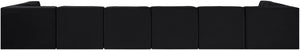 Meridian Furniture Rummi Eight Piece Modular Sectional Black Velvet Channel Tufted Living Room Sofa 660Black-Sec8A
