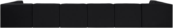 Meridian Furniture Rummi Eight Piece Modular Sectional Black Velvet Channel Tufted Living Room Sofa 660Black-Sec8A