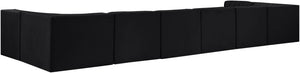 Meridian Furniture Rummi Eight Piece Modular Sectional Black Velvet Channel Tufted Living Room Sofa 660Black-Sec8A