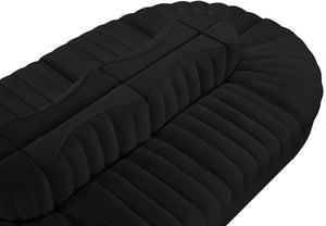Meridian Furniture Rummi Eight Piece Modular Sectional Velvet Channel Tufted Contemporary Living Room Sofa 660Black-Sec8B