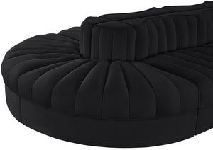 Meridian Furniture Rummi Eight Piece Modular Sectional Velvet Channel Tufted Contemporary Living Room Sofa 660Black-Sec8B