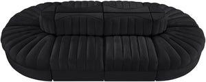 Meridian Furniture Rummi Eight Piece Modular Sectional Velvet Channel Tufted Contemporary Living Room Sofa 660Black-Sec8B