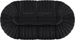 Meridian Furniture Rummi Eight Piece Modular Sectional Velvet Channel Tufted Contemporary Living Room Sofa 660Black-Sec8B