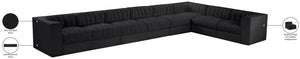 Meridian Furniture Rummi Eight Piece Modular Sectional Black Velvet Channel Tufted Low Profile Sofa 660Black-Sec8C
