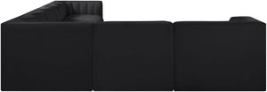 Meridian Furniture Rummi Eight Piece Modular Sectional Black Velvet Channel Tufted Low Profile Sofa 660Black-Sec8C