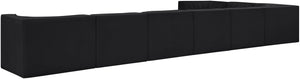 Meridian Furniture Rummi Eight Piece Modular Sectional Black Velvet Channel Tufted Low Profile Sofa 660Black-Sec8C