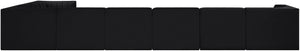 Meridian Furniture Rummi Eight Piece Modular Sectional Black Velvet Channel Tufted Low Profile Sofa 660Black-Sec8C