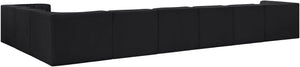 Meridian Furniture Rummi Eight Piece Modular Sectional Black Velvet Channel Tufted Low Profile Sofa 660Black-Sec8C
