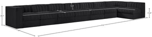 Meridian Furniture Rummi Eight Piece Channel Tufted Velvet Modular Sectional for Modern Living Spaces 660Black-Sec8D