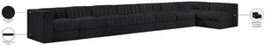 Meridian Furniture Rummi Eight Piece Channel Tufted Velvet Modular Sectional for Modern Living Spaces 660Black-Sec8D