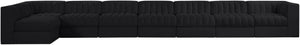 Meridian Furniture Rummi Eight Piece Channel Tufted Velvet Modular Sectional for Modern Living Spaces 660Black-Sec8D
