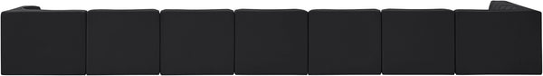 Meridian Furniture Rummi Eight Piece Channel Tufted Velvet Modular Sectional for Modern Living Spaces 660Black-Sec8D