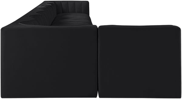 Meridian Furniture Rummi Eight Piece Channel Tufted Velvet Modular Sectional for Modern Living Spaces 660Black-Sec8D