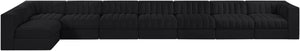 Meridian Furniture Rummi Eight Piece Channel Tufted Velvet Modular Sectional for Modern Living Spaces 660Black-Sec8D