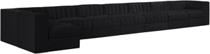 Meridian Furniture Rummi Eight Piece Channel Tufted Velvet Modular Sectional for Modern Living Spaces 660Black-Sec8D