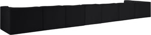 Meridian Furniture Rummi Eight Piece Channel Tufted Velvet Modular Sectional for Modern Living Spaces 660Black-Sec8D
