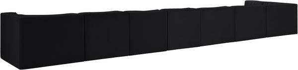 Meridian Furniture Rummi Eight Piece Channel Tufted Velvet Modular Sectional for Modern Living Spaces 660Black-Sec8D