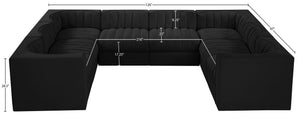 Meridian Furniture Rummi Channel Tufted Velvet Modular Sectional Low Profile L-shaped Living Room Sofa 660Black-Sec8E