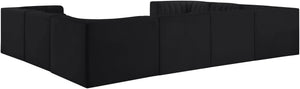 Meridian Furniture Rummi Channel Tufted Velvet Modular Sectional Low Profile L-shaped Living Room Sofa 660Black-Sec8E