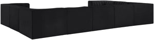 Meridian Furniture Rummi Nine Piece Modular Sectional Channel Tufted Black Velvet Performance Fabric Sofa 660Black-Sec9B