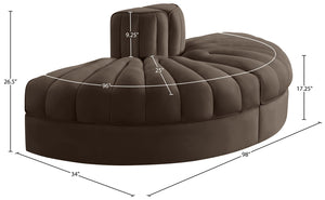 Meridian Furniture Rummi Two-piece Modular Sofa with Channel Tufting in Brown Velvet Performance Fabric 660Brown-2RC