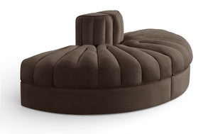 Meridian Furniture Rummi Two-piece Modular Sofa with Channel Tufting in Brown Velvet Performance Fabric 660Brown-2RC