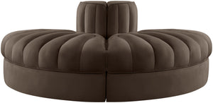 Meridian Furniture Rummi Two-piece Modular Sofa with Channel Tufting in Brown Velvet Performance Fabric 660Brown-2RC