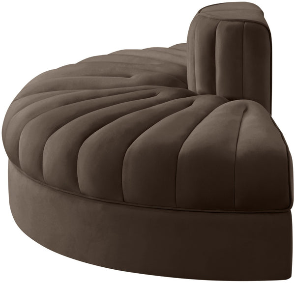 Meridian Furniture Rummi Two-piece Modular Sofa with Channel Tufting in Brown Velvet Performance Fabric 660Brown-2RC