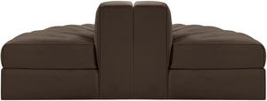 Meridian Furniture Rummi Two-piece Modular Sofa with Channel Tufting in Brown Velvet Performance Fabric 660Brown-2RC