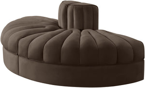 Meridian Furniture Rummi Two-piece Modular Sofa with Channel Tufting in Brown Velvet Performance Fabric 660Brown-2RC