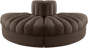 Meridian Furniture Rummi Two-piece Modular Sofa with Channel Tufting in Brown Velvet Performance Fabric 660Brown-2RC