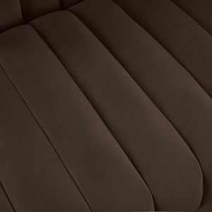 Meridian Furniture Rummi Channel Tufted Velvet Modular Chair for Modern and Contemporary Living Rooms Brown Armless 660Brown-Armless