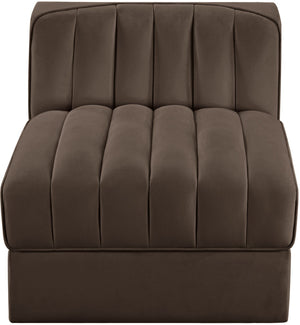Meridian Furniture Rummi Channel Tufted Velvet Modular Chair for Modern and Contemporary Living Rooms Brown Armless 660Brown-Armless