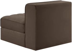 Meridian Furniture Rummi Channel Tufted Velvet Modular Chair for Modern and Contemporary Living Rooms Brown Armless 660Brown-Armless