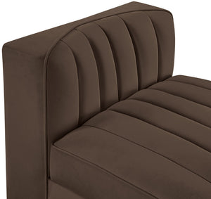 Meridian Furniture Rummi Channel Tufted Velvet Modular Chair for Modern and Contemporary Living Rooms Brown Armless 660Brown-Armless