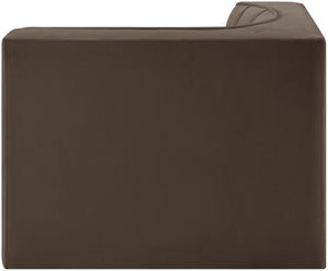 Meridian Furniture Rummi Channel Tufted Velvet Modular Chair for Modern and Contemporary Living Rooms Brown Corner 660Brown-Corner