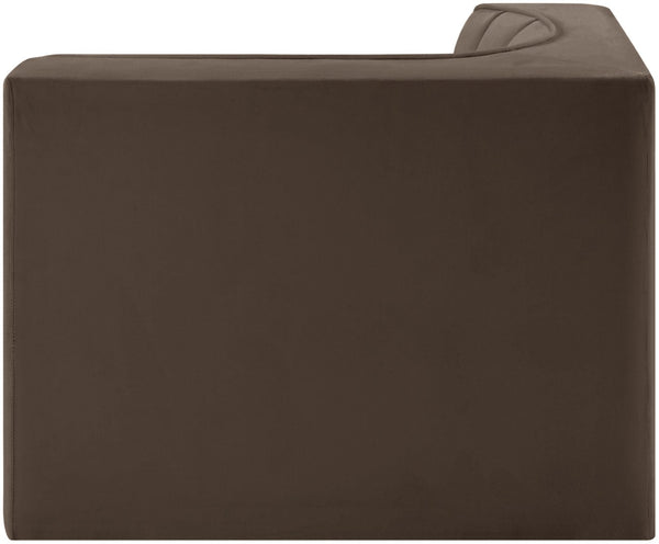Meridian Furniture Rummi Channel Tufted Velvet Modular Chair for Modern and Contemporary Living Rooms Brown Corner 660Brown-Corner