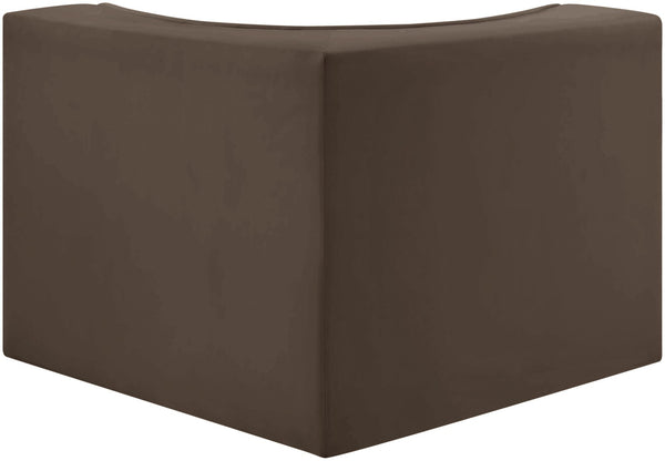 Meridian Furniture Rummi Channel Tufted Velvet Modular Chair for Modern and Contemporary Living Rooms Brown Corner 660Brown-Corner